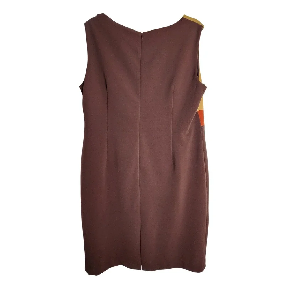 VTG Y2K Le Bos Womens Colorblock Sheath Dress & Jacket Set Brown Tan Orange 16WP